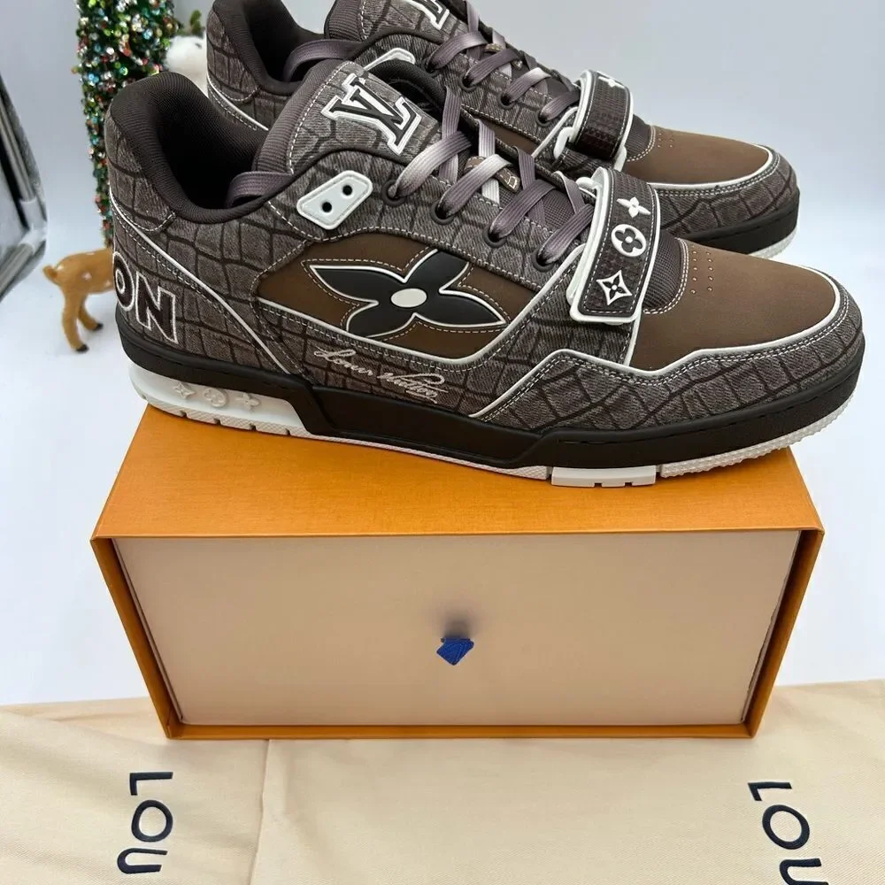 Men’s Louis Vuitton trainer sneakers mocha crocodile print size 11 fits US 12 - Picture 5 of 11